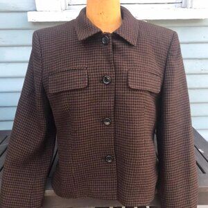 Vintage 1990s Jones New York Houndstooth Cropped Blazer